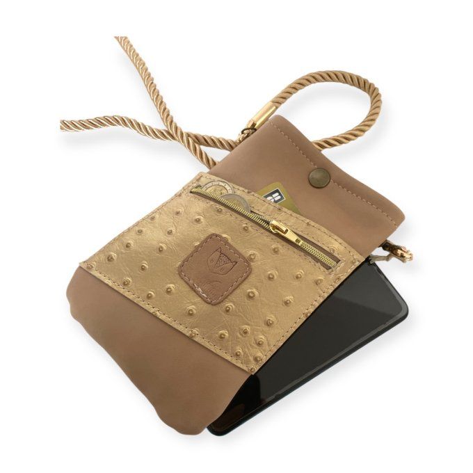 JUSTY Pochette Portefeuille Cuir irisé effet tressé