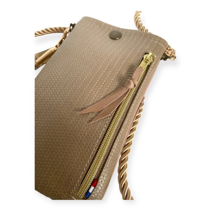 JUSTY Pochette Portefeuille Cuir irisé effet tressé