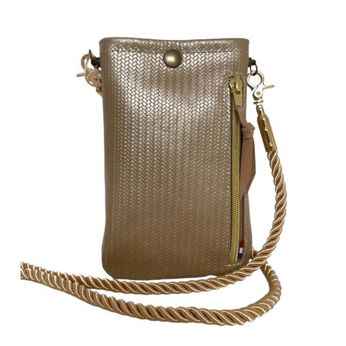 JUSTY Pochette Portefeuille Cuir irisé effet tressé
