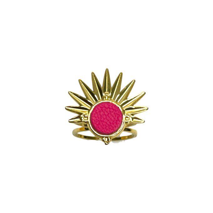Bague SOLAR Cuir Rose
