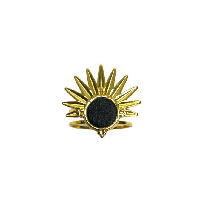 Bague SOLAR Cuir Noir