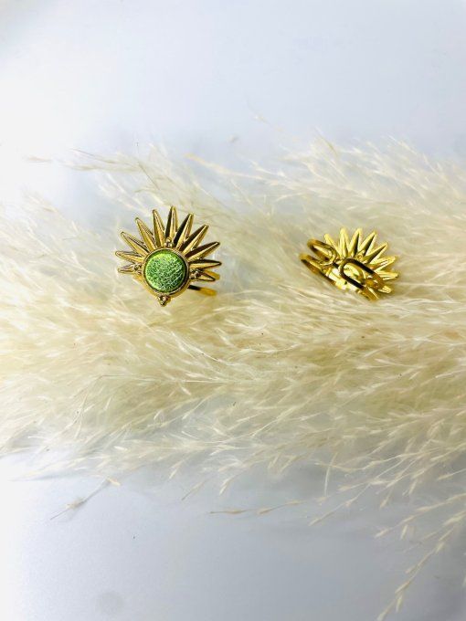 Bague SOLAR Cuir Vert