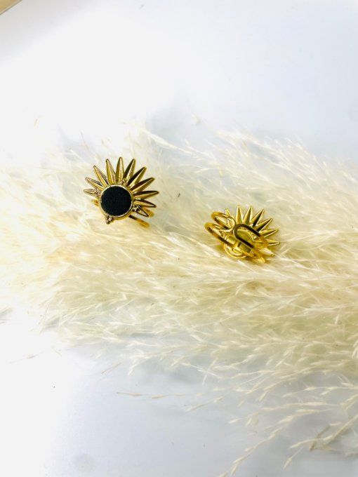Bague SOLAR Cuir Noir