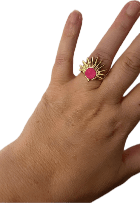 Bague SOLAR Cuir Rose