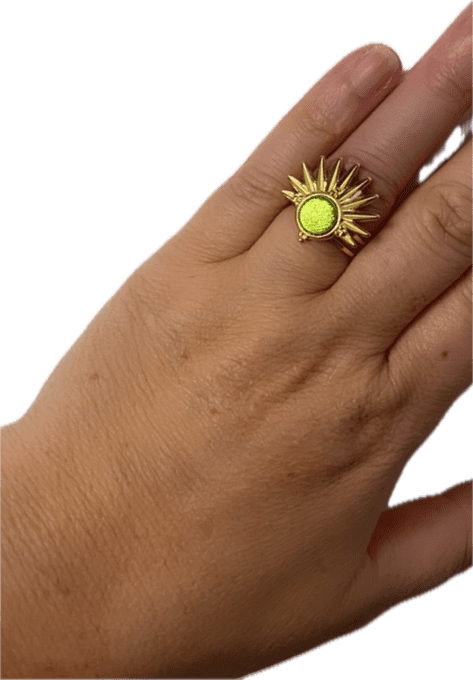 Bague SOLAR Cuir Vert
