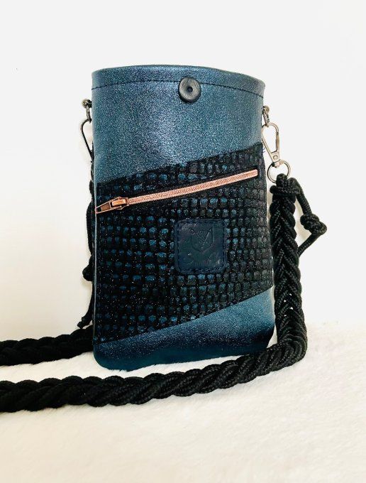 JUSTY Pochette Portefeuille Noir Bleu