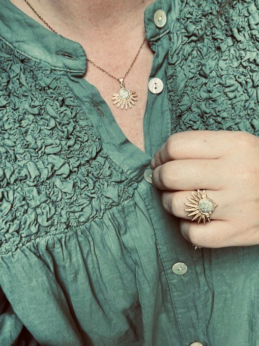 Bague SOLAR Cuir Kaki