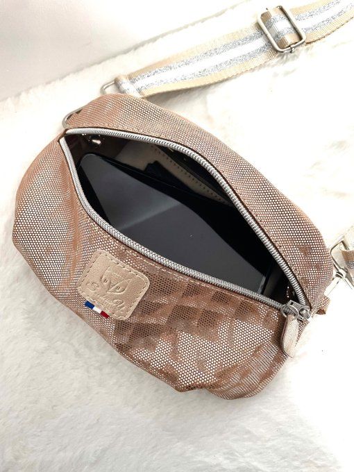 Sac Banana cuir Beige argenté