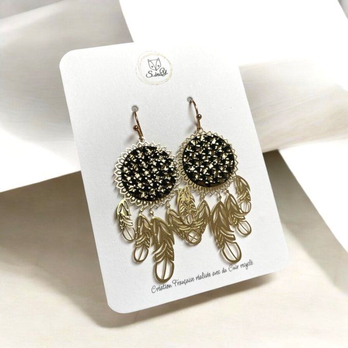 Boucles d'oreilles Réversibles Dream - Noir/Champagne