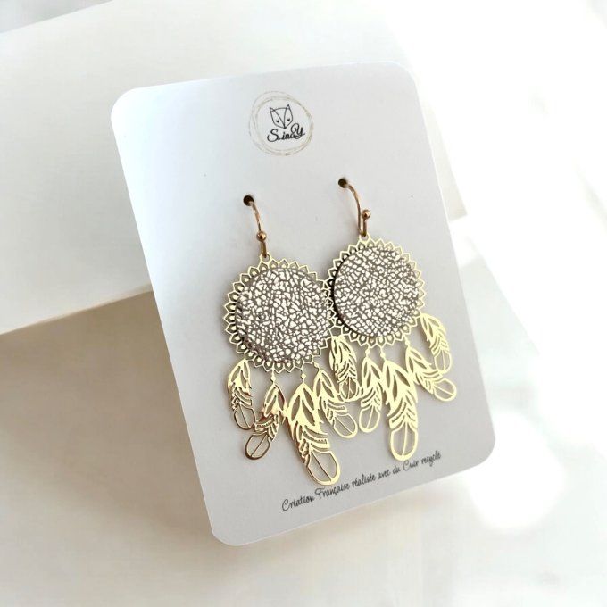 Boucles d'oreilles Réversibles Dream - Noir/Champagne
