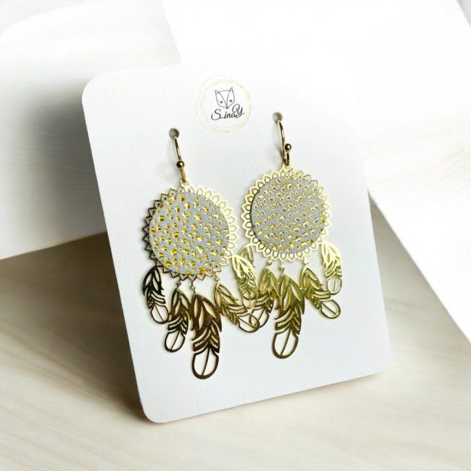 Boucles d'oreilles Réversibles Dream - Rose/Blanc doré