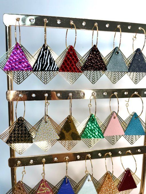 Boucles d'oreilles Keops Noir + 1 paire de Cuir interchangeable