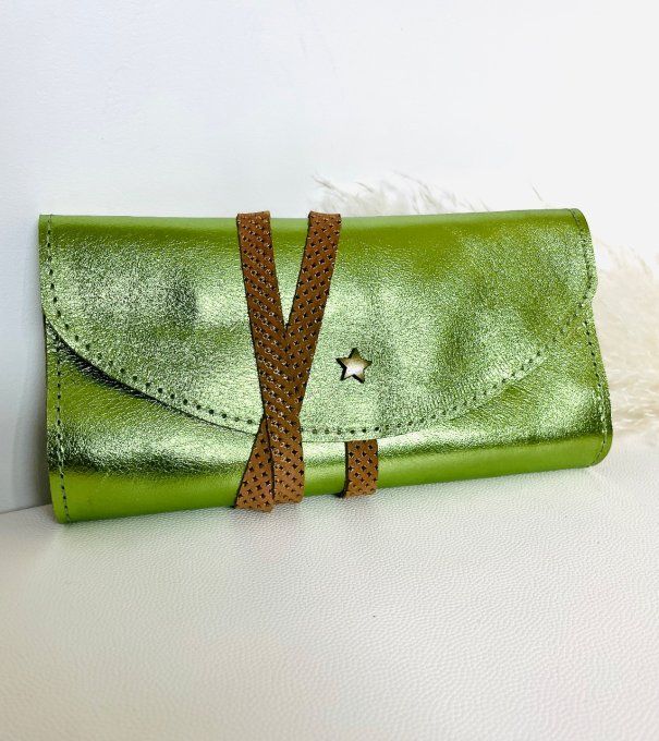 Pochette à Bijoux Vert pomme métallisé