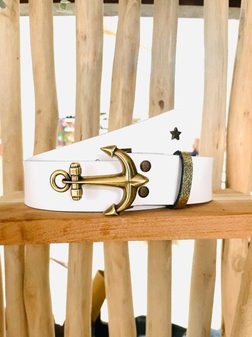 Ceinture en cuir HADDOCK Blanc