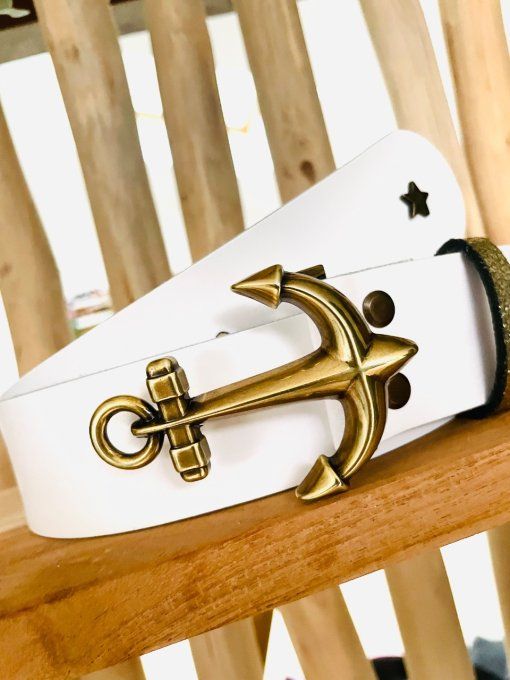 Ceinture en cuir HADDOCK Blanc