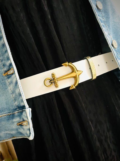 Ceinture en cuir HADDOCK Blanc