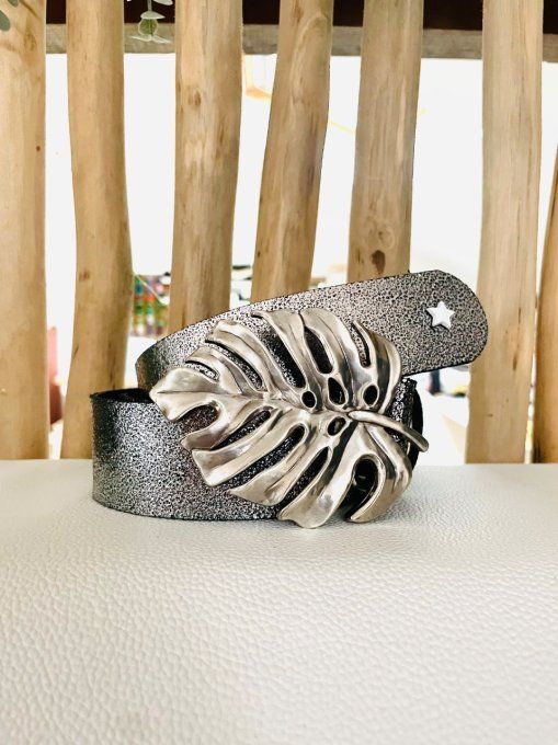 Ceinture en cuir MONSTERA Argent