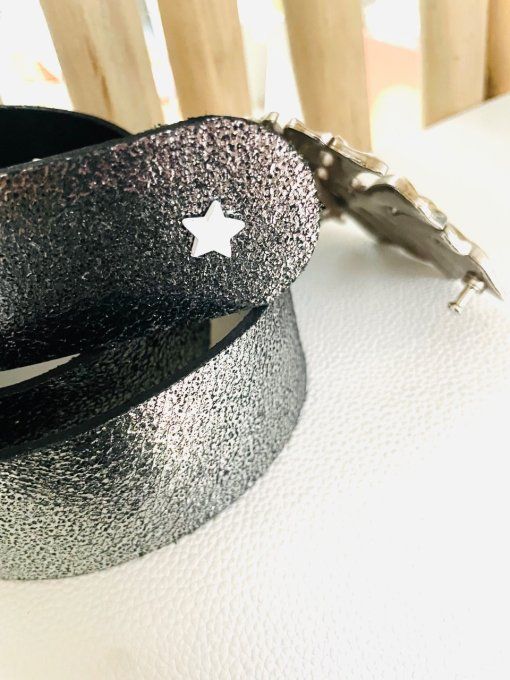 Ceinture en cuir MONSTERA Argent