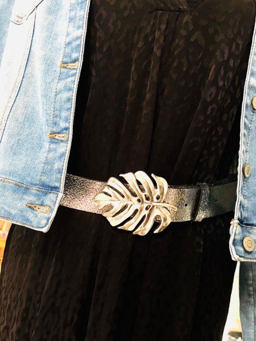 Ceinture en cuir MONSTERA Argent