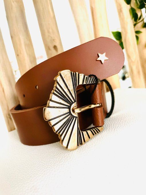 Ceinture en cuir SUNIA Camel