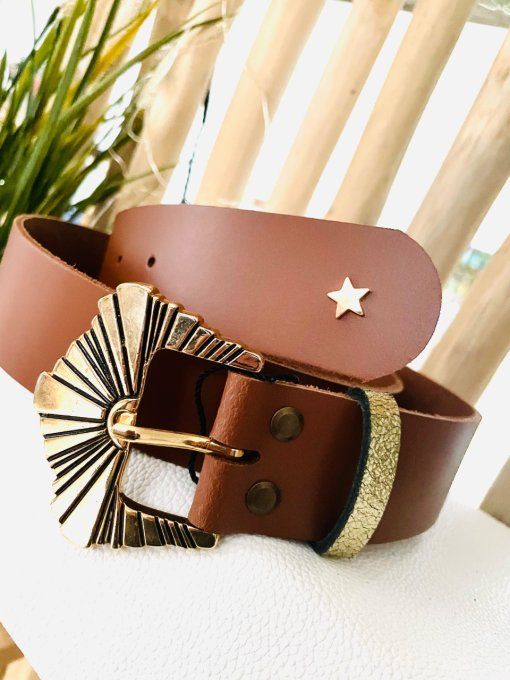 Ceinture en cuir SUNIA Camel