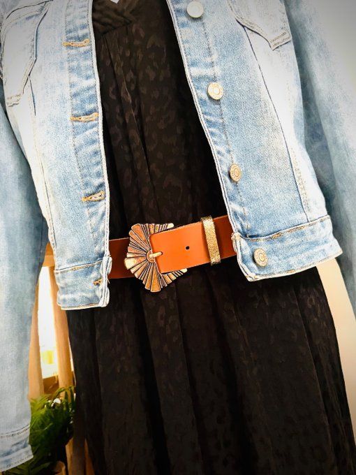 Ceinture en cuir SUNIA Camel