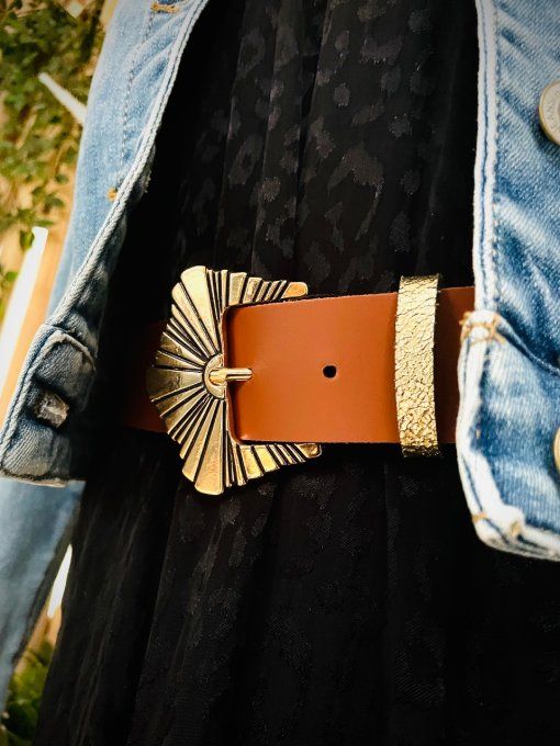 Ceinture en cuir SUNIA Camel