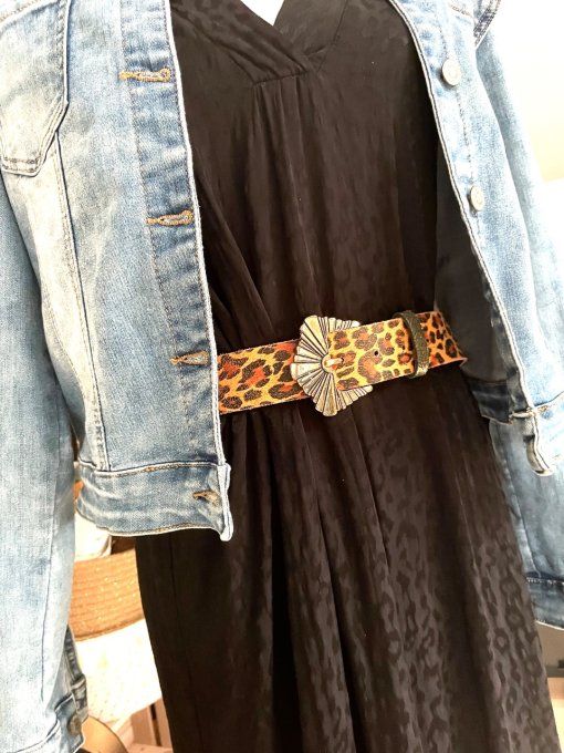 Ceinture en cuir SUNIA Léopard camel