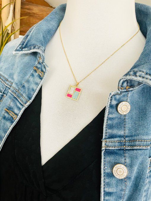 Collier TETRIS Bleu - Rose