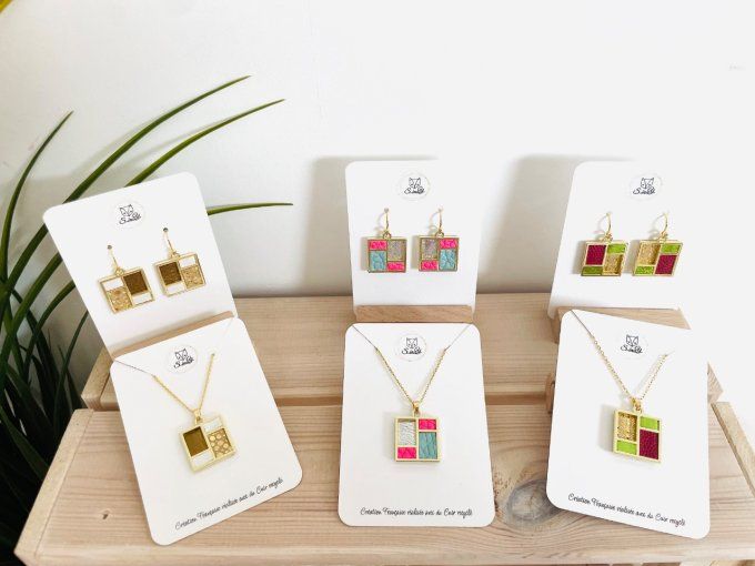 Collier TETRIS Blanc - Doré