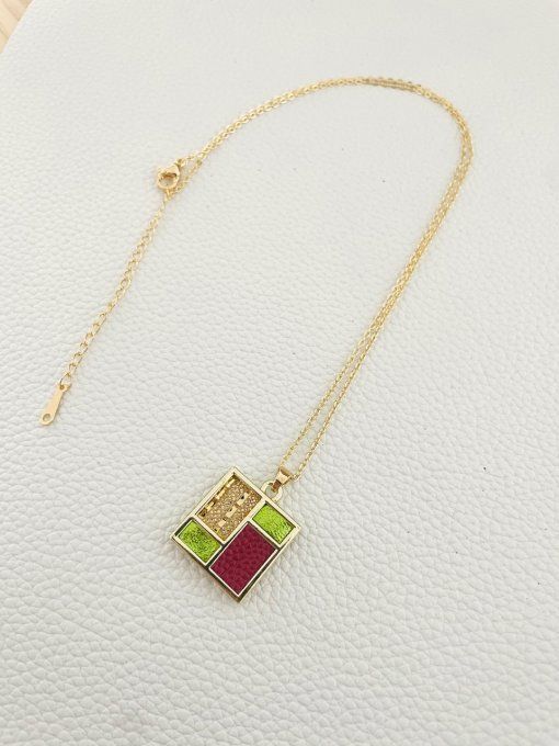 Collier TETRIS Fuchsia - Vert Pomme