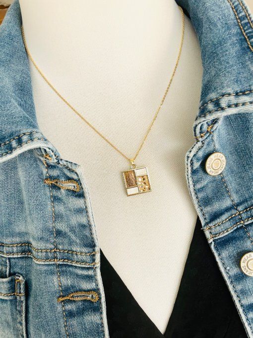 Collier TETRIS Blanc - Doré
