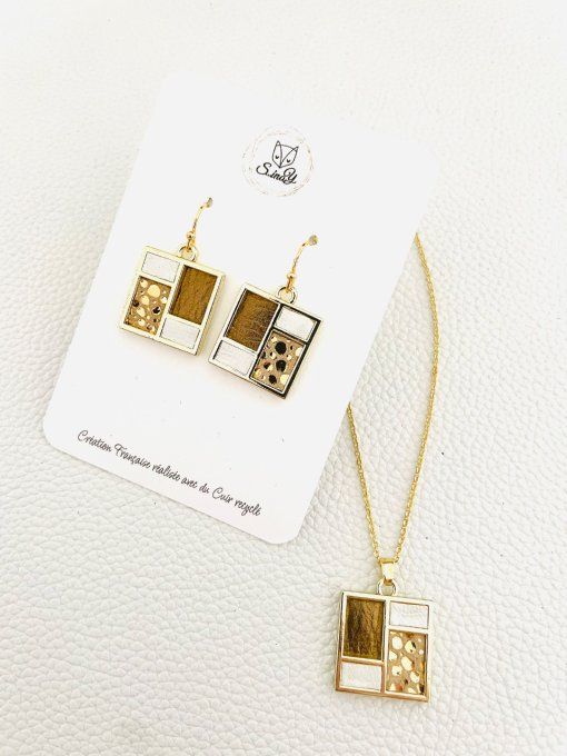 Collier TETRIS Blanc - Doré
