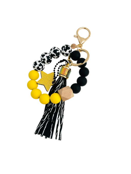 Bijou de sac - Porte clés Perles Jaune