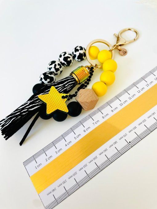 Bijou de sac - Porte clés Perles Jaune
