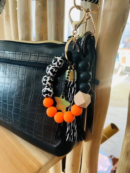 Bijou de sac - Porte clés Perles Orange
