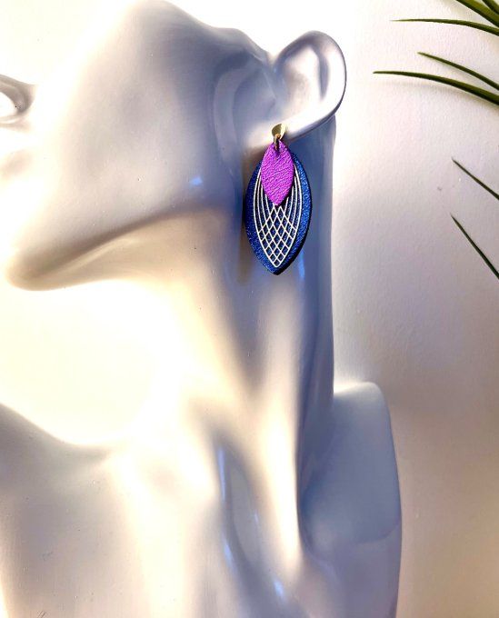 Boucles d'oreilles Coco Bleu-Violet