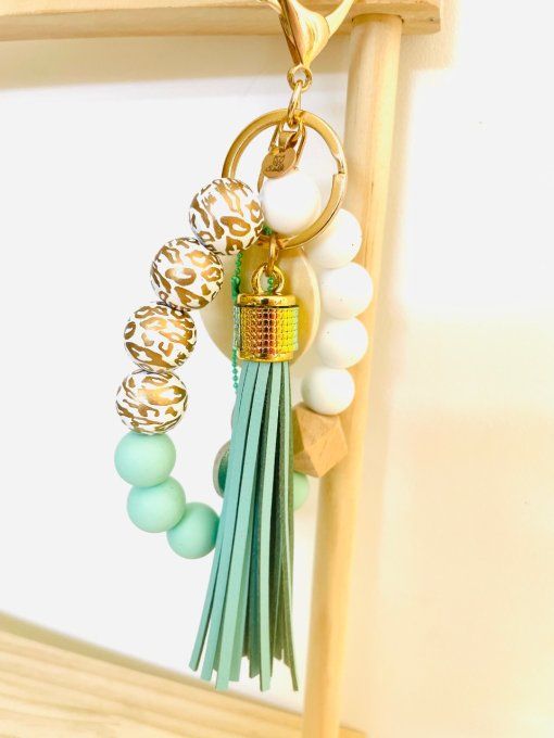 Bijou de sac - Porte-clés Perles Mama Vert d'eau