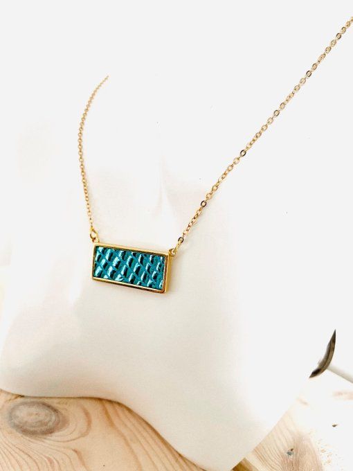 Collier insert cuir Bleu