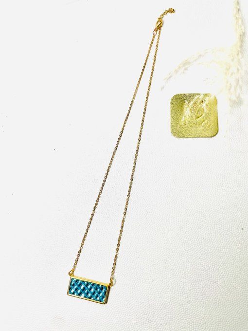 Collier insert cuir Bleu