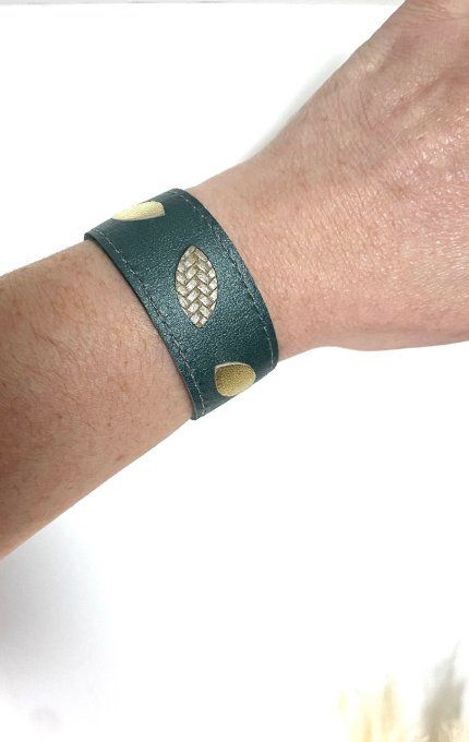 Bracelet Misti Cuir Vert