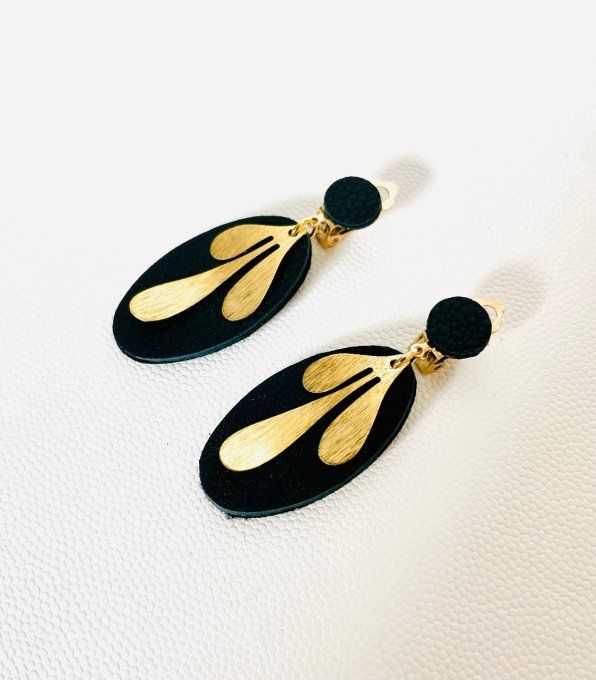 Boucles d'oreilles Clips Dams Noir