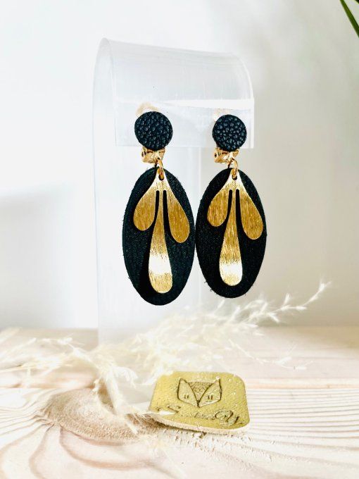 Boucles d'oreilles Clips Dams Noir