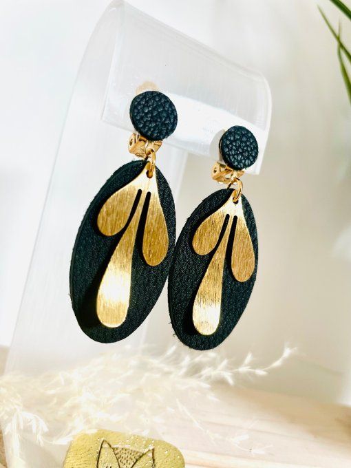 Boucles d'oreilles Clips Dams Noir