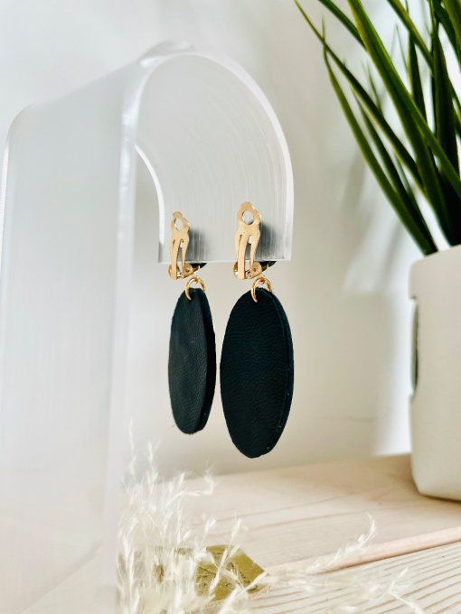 Boucles d'oreilles Clips Dams Noir