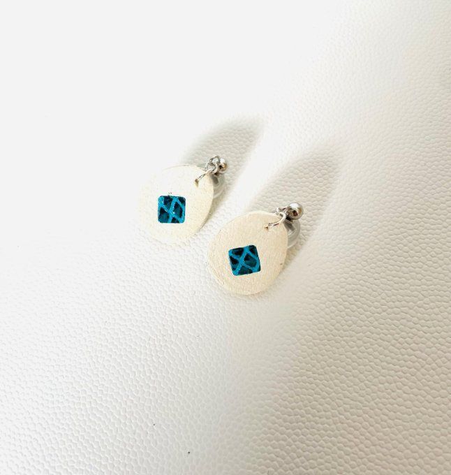 Boucles d'oreilles Clips Loupy Crème - bleu