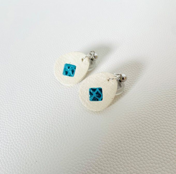 Boucles d'oreilles Clips Loupy Crème - bleu