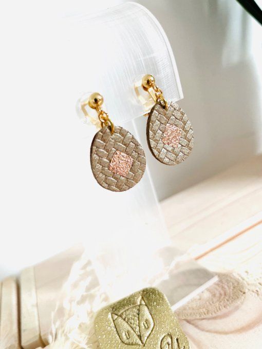 Boucles d'oreilles Clips Loupy Beige 