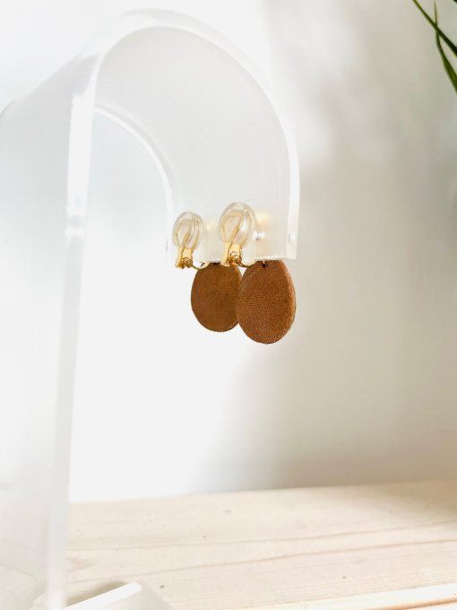 Boucles d'oreilles Clips Loupy Beige 