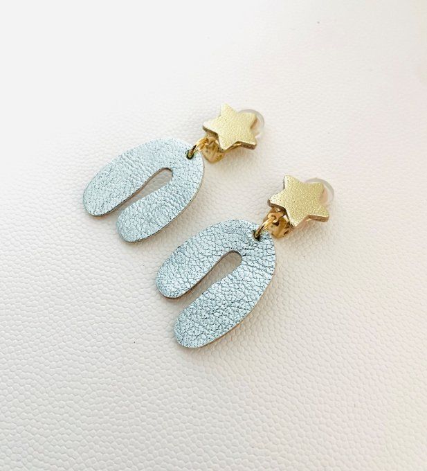 Boucles d'oreilles Clips Archy Bleu ciel